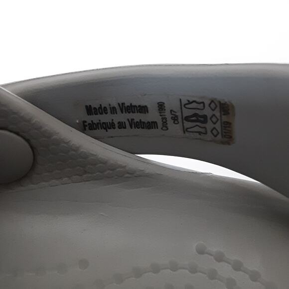 Crocs Crocband Clogs Boys 6/7 Gray Lime Green Stripe Retro Water Shoes Summer - Picture 9 of 9